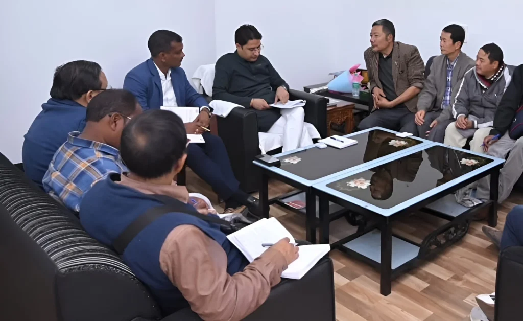 Raju Bista attending meeting with party members